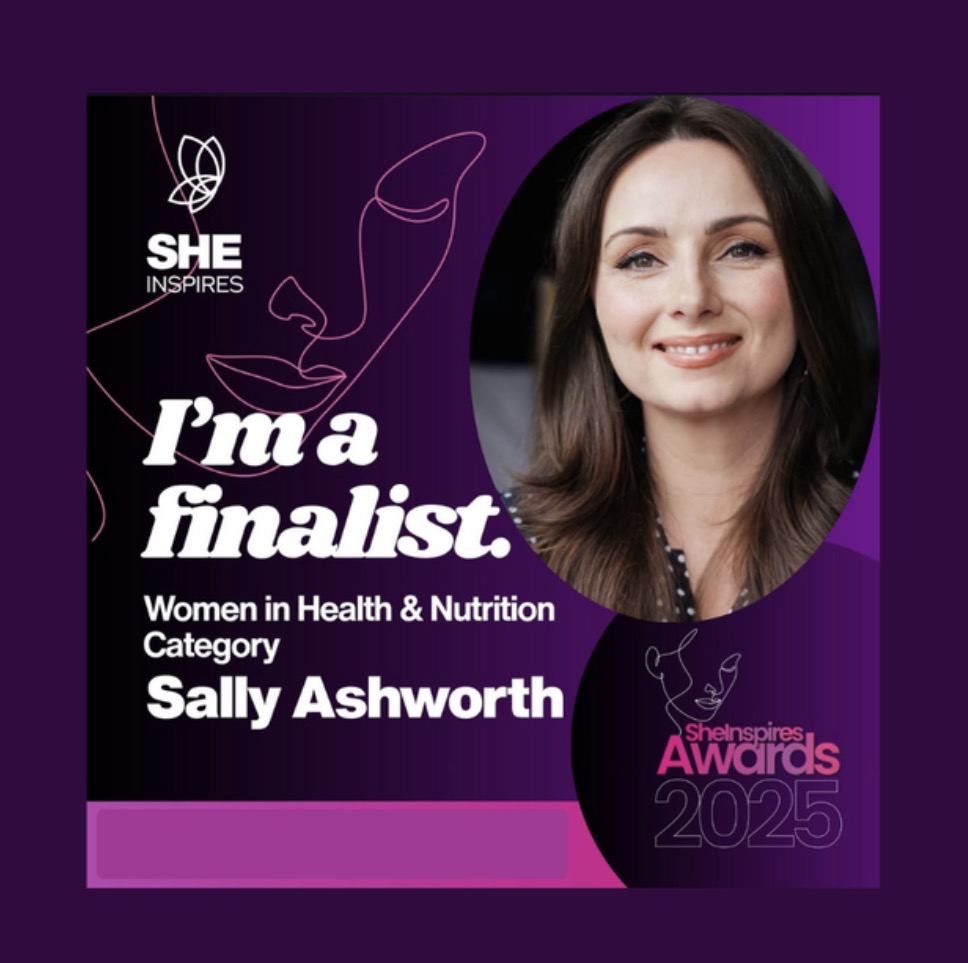 She Inspires Awards 2025 finalist badge: Sally Ashworth, Women in Health & Nutrition category