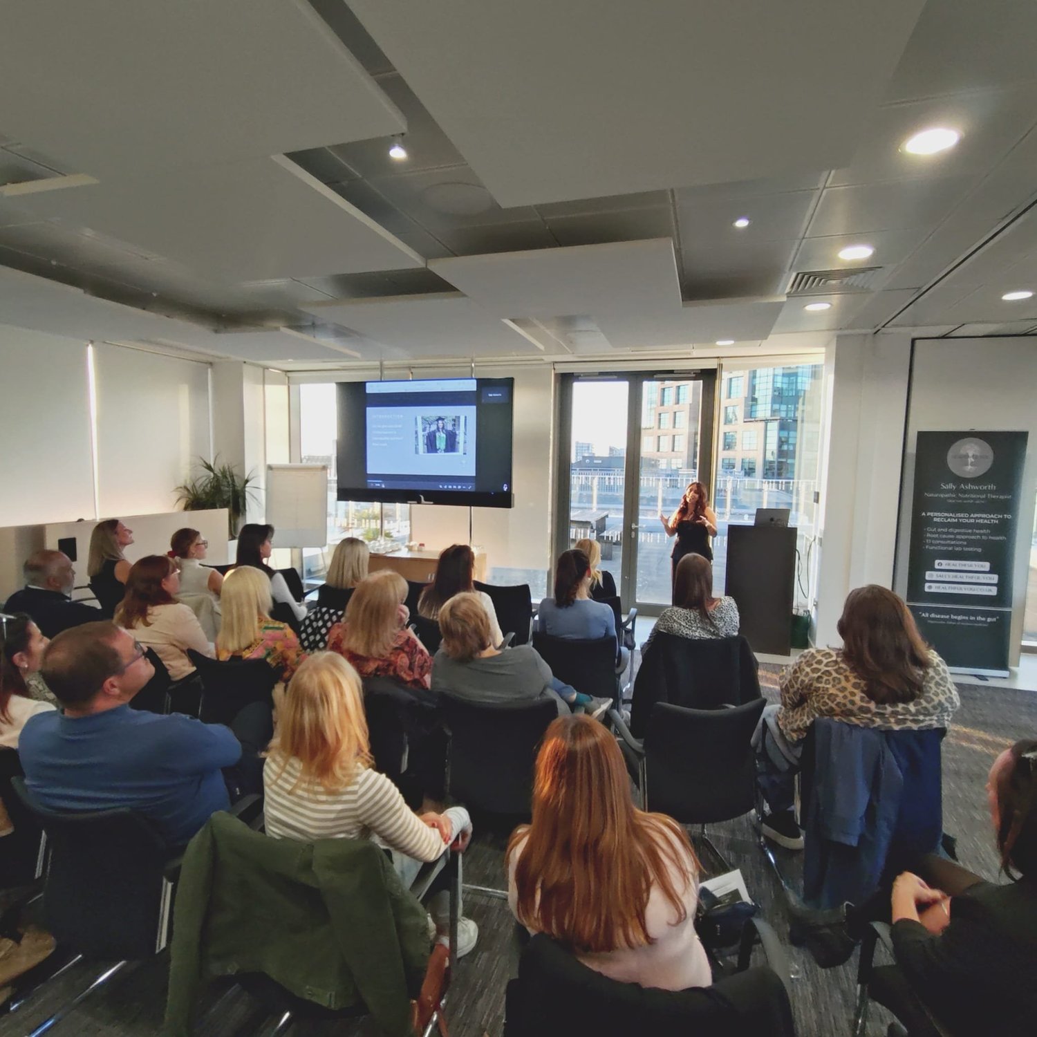 Sally Ashworth presenting at a gut health talk